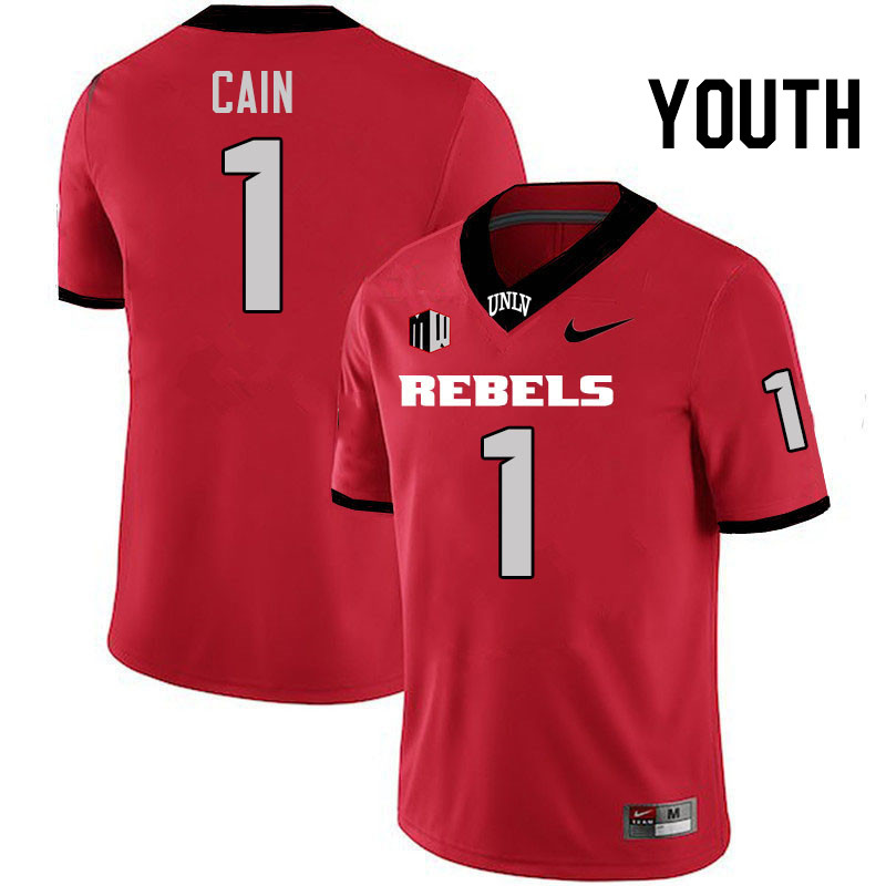 Youth #1 Casey Cain UNLV Rebels College Football Jerseys Stitched-Scarlet